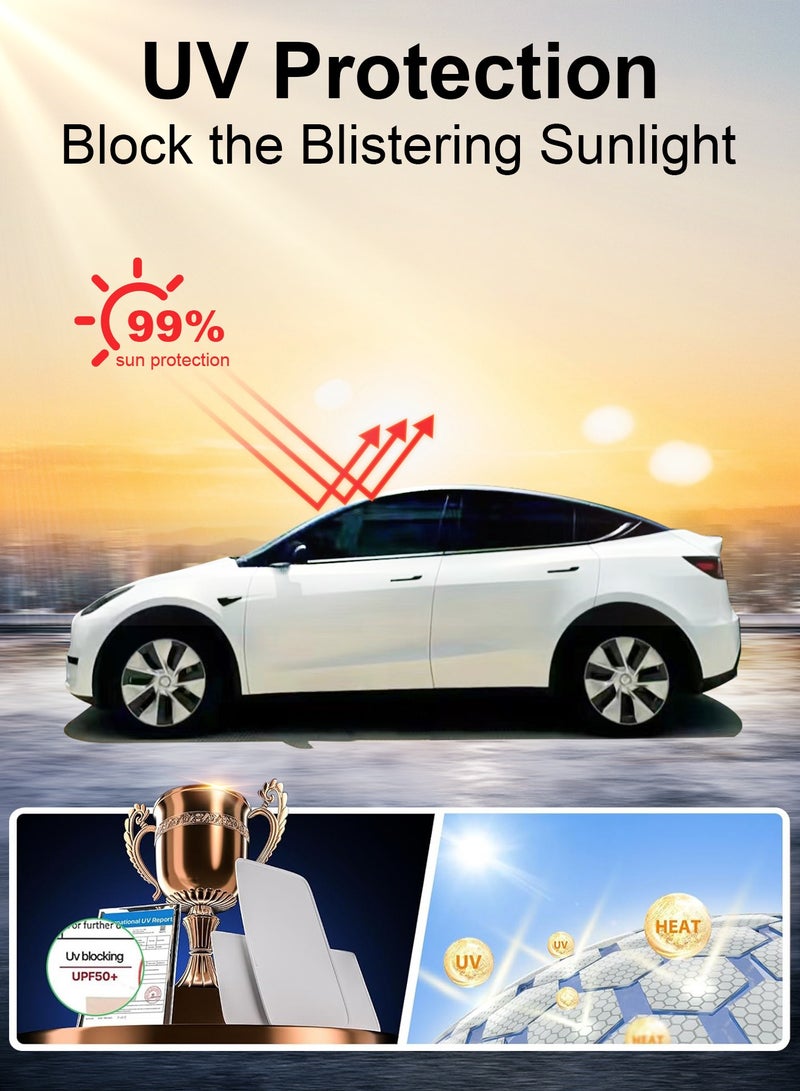 CHIYLE 2020 2021 2022 2023 2024 Tesla Model Y Roof Sunshade, [No Gaps & No-Sagging] Insulation UV Rays Protection , Tesla Model Y Sunroof Shade & Sunshade Roof for Tesla Model Y Accessories 2020 Tesla Model Y Accessories 2021 Tesla Model Y Accessories 2022 Tesla Model Y Accessories 2023 Tesla Model Y Accessories 2024(Gray) - Image 2