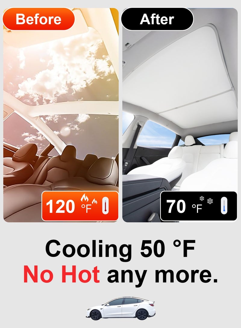 CHIYLE 2020 2021 2022 2023 2024 Tesla Model Y Roof Sunshade, [No Gaps & No-Sagging] Insulation UV Rays Protection , Tesla Model Y Sunroof Shade & Sunshade Roof for Tesla Model Y Accessories 2020 Tesla Model Y Accessories 2021 Tesla Model Y Accessories 2022 Tesla Model Y Accessories 2023 Tesla Model Y Accessories 2024(Gray) - Image 4