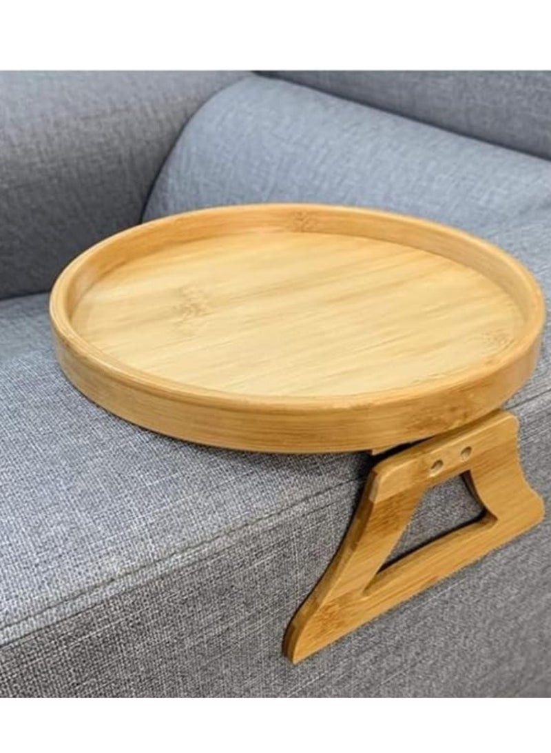 طاولة مسند ذراع الأريكة بتصميم قابل للطي - صينية خشبية للمشروبات والطعام وأجهزة التحكم - موفرة للمساحة، محمولة، إضافة عصرية لغرفة المعيشة - Image 2