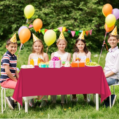 WNINK 2 Pack Bright Red Plastic Tablecloth Disposable Table Covers 54" x 108" Table Cloths for Bridal Shower Engagement Wedding Birthday Picnic Parties - Image 5