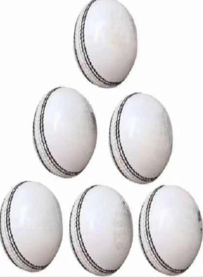 YMD Club White 2 pcs/Part Cricket Leather Ball (Pack of 6) - Image 1