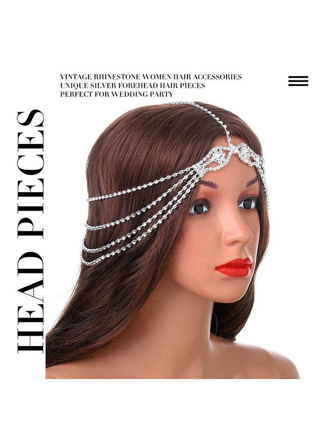 Fdesigner سلسلة رأس عروس مصممة مزينة بالأحجار الكريمة فضية كريستالية سلسلة شعر لحفلات الزفاف طبقات رأس عصابة زينة رأس غجرية لحفلات التخرج ملحقات شعر للنساء والفتيات - Image 5