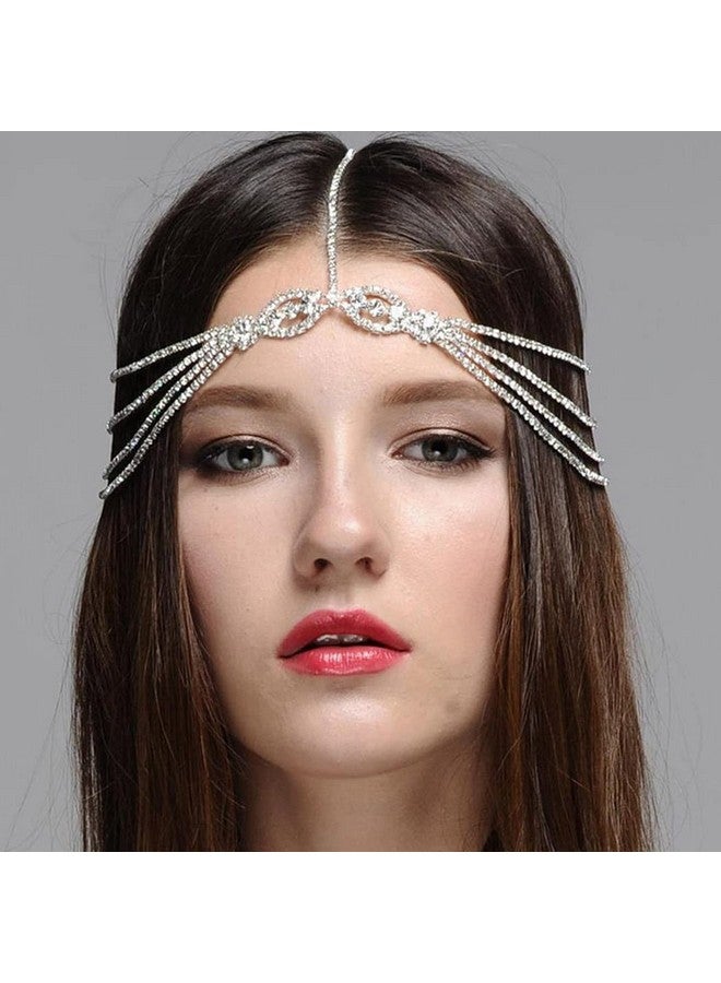 Fdesigner سلسلة رأس عروس مصممة مزينة بالأحجار الكريمة فضية كريستالية سلسلة شعر لحفلات الزفاف طبقات رأس عصابة زينة رأس غجرية لحفلات التخرج ملحقات شعر للنساء والفتيات - Image 2