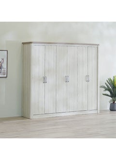DANUBE HOME خزانة ملابس Olivos ذات 6 أبواب، خزانة ملابس متينة للغاية، خزانة تخزين ملابس بتصميم حديث، خزانة موفرة للمساحة لغرفة النوم، مقاس 231 × 54 × 204 سم، رمادي رمادي/بلوط  - Image 3