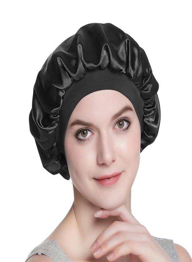 Alnorm Reversible Sleep Hat Ideal Gift Hair Care Satin Nightcap with Elastic Band - Image 3