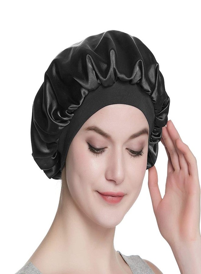 Alnorm Reversible Sleep Hat Ideal Gift Hair Care Satin Nightcap with Elastic Band - Image 4