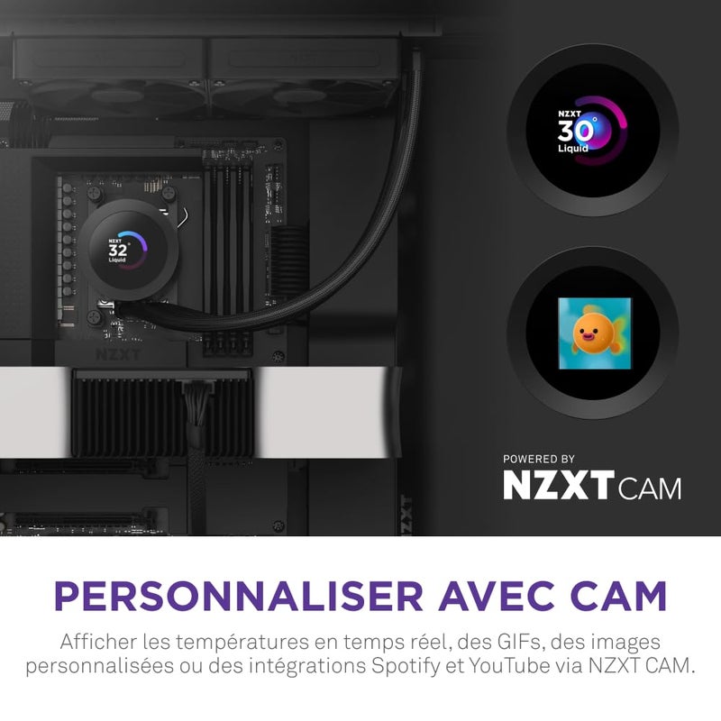NZXT Kraken Plus 280 â€“ AIO CPU Liquid Cooler â€“ 280mm Radiator â€“ 2 x F140P Fans â€“ Customizable 1.54" Square LCD â€“ AMDÂ® AM5, AM4 â€“ IntelÂ® LGA 1851/1700, 1200/115X â€“ Black - Image 5