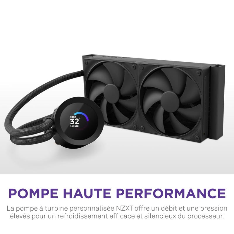 NZXT Kraken Plus 280 â€“ AIO CPU Liquid Cooler â€“ 280mm Radiator â€“ 2 x F140P Fans â€“ Customizable 1.54" Square LCD â€“ AMDÂ® AM5, AM4 â€“ IntelÂ® LGA 1851/1700, 1200/115X â€“ Black - Image 3