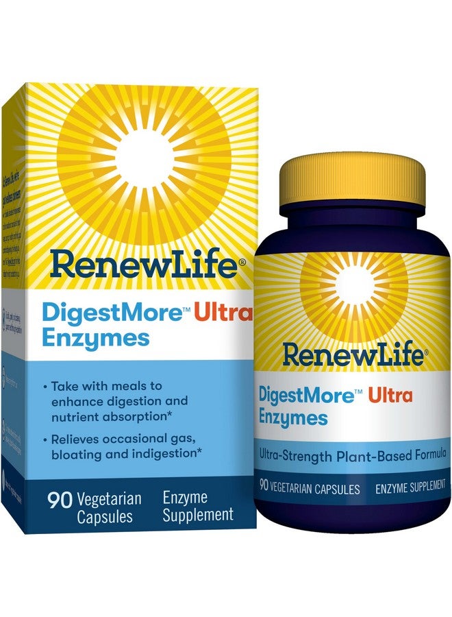 Renew Life Adult DigestMore Ultra Enzymes - Ultra-Strength Plant-Based Digestive Enzyme Formula for Men & Women - 90 Vegetarian Capsules - Image 1