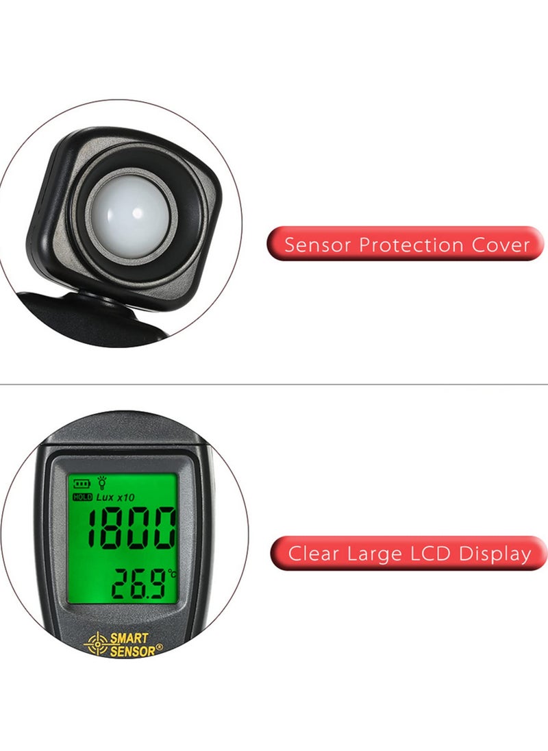 Generic AS803 Handheld Digital Lux Meter 0-200,000 Lux Light Meter with Auto/Manual Range, LCD Backlight, MAX/MIN/Data Hold, FC/Lux Units, Photometer for Indoor/Outdoor Lighting Measurement  - Image 4
