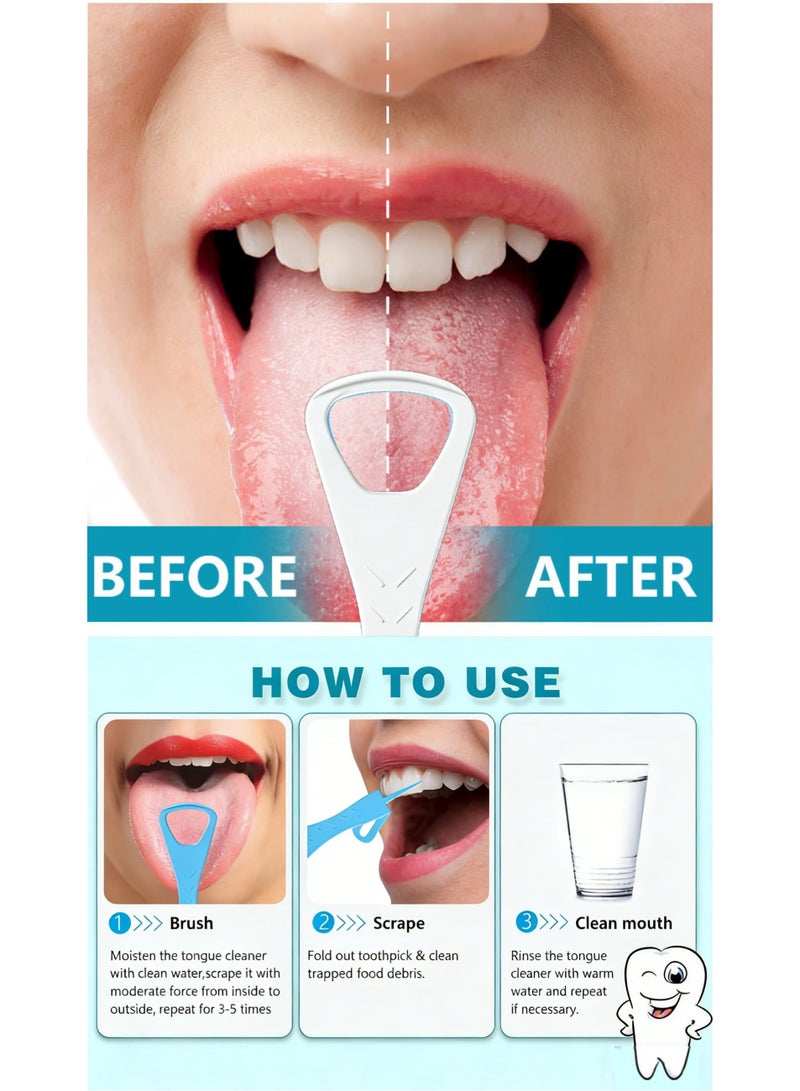 Tongue Cleaner, 30 Counts, Disposable Tongue Cleaner, Hygienic Scraper, Recycled Plastic, Clean Tongue, Promote Fresh Breath, Includes Safe Fold- Back Tooth Pick - Image 5