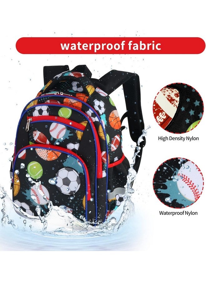 Frantic Waterproof Polyester 26 L 4 Compartment School Backpack With Pencil/Staionery Pouch School Bag Class 1 to 8 Daypack Picnic Bag For School Going Boys & Girls(RR_4Zipper_Black_Ball_24_A) - Image 5