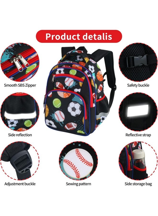 Frantic Waterproof Polyester 26 L 4 Compartment School Backpack With Pencil/Staionery Pouch School Bag Class 1 to 8 Daypack Picnic Bag For School Going Boys & Girls(RR_4Zipper_Black_Ball_24_A) - Image 4