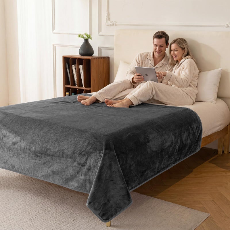 DEEPDREAM Deep Dream Waterproof Blanket for Couch Bed, Reversible & Washable Flannel Love Blanket for Couples Liquid Proof, Soft Dog Blankets Couch Cover Protector for Dogs/Cats (40"x60", Dark Grey/Silver Grey) - Image 4