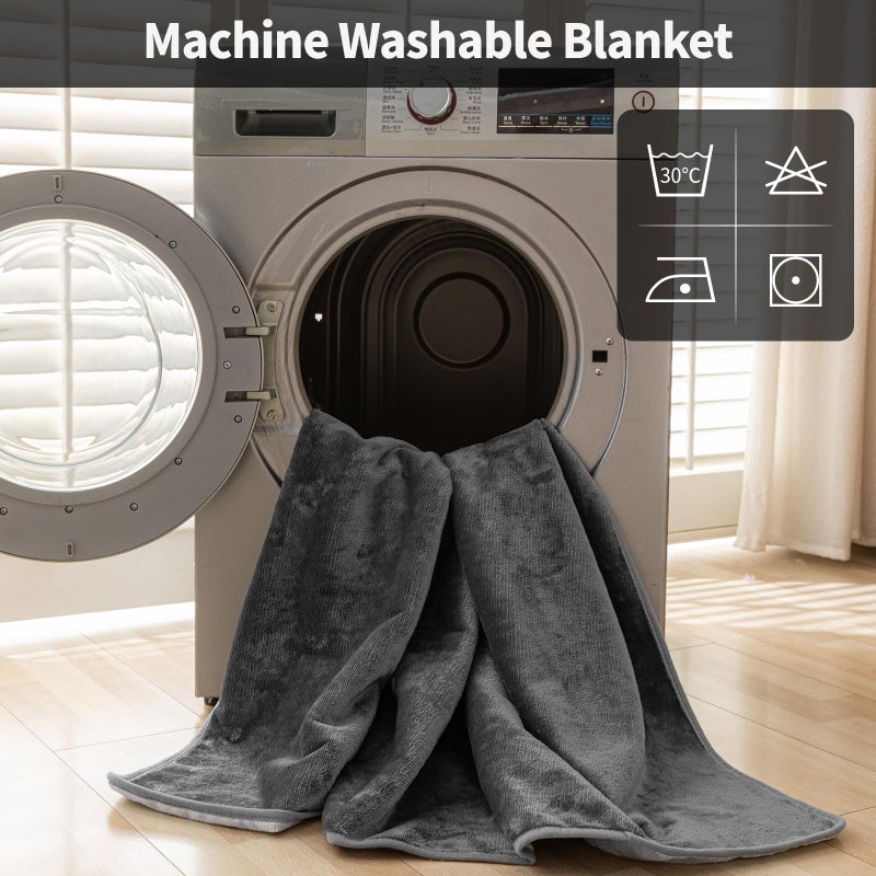 DEEPDREAM Deep Dream Waterproof Blanket for Couch Bed, Reversible & Washable Flannel Love Blanket for Couples Liquid Proof, Soft Dog Blankets Couch Cover Protector for Dogs/Cats (40"x60", Dark Grey/Silver Grey) - Image 5