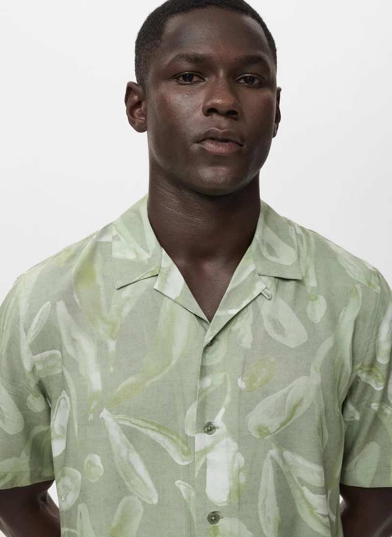 Mango Man Fluid relaxed-fit printed shirt