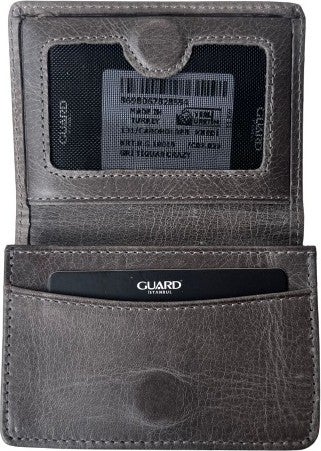 TahTicMer Guard Wallet Mini Magnetic Card Holder Business Card Holder Genuine Leather 10.5x7.5x2 cm Mini Gray  - Image 1