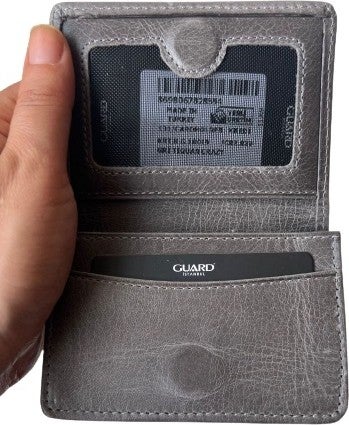 TahTicMer Guard Wallet Mini Magnetic Card Holder Business Card Holder Genuine Leather 10.5x7.5x2 cm Mini Gray  - Image 3