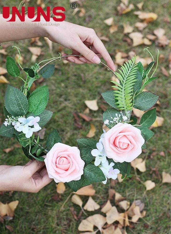 25-Piece Artificial Flowers Roses,Champagne Powder Fake Roses For DIY Wedding Bouquets Party Home Decor,Foam Artificial Roses With Stems And Leaves,Wedding Gift