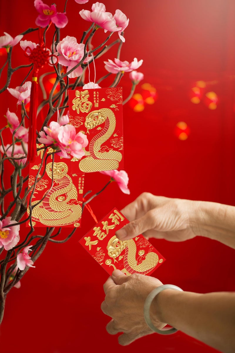 ELLZK Chinese Red Envelopes Lucky Money Envelopes 2025 Chinese New Year Snake Year Envelope Small (6 Patterns 36 Pcs) Gold Foil - Image 5