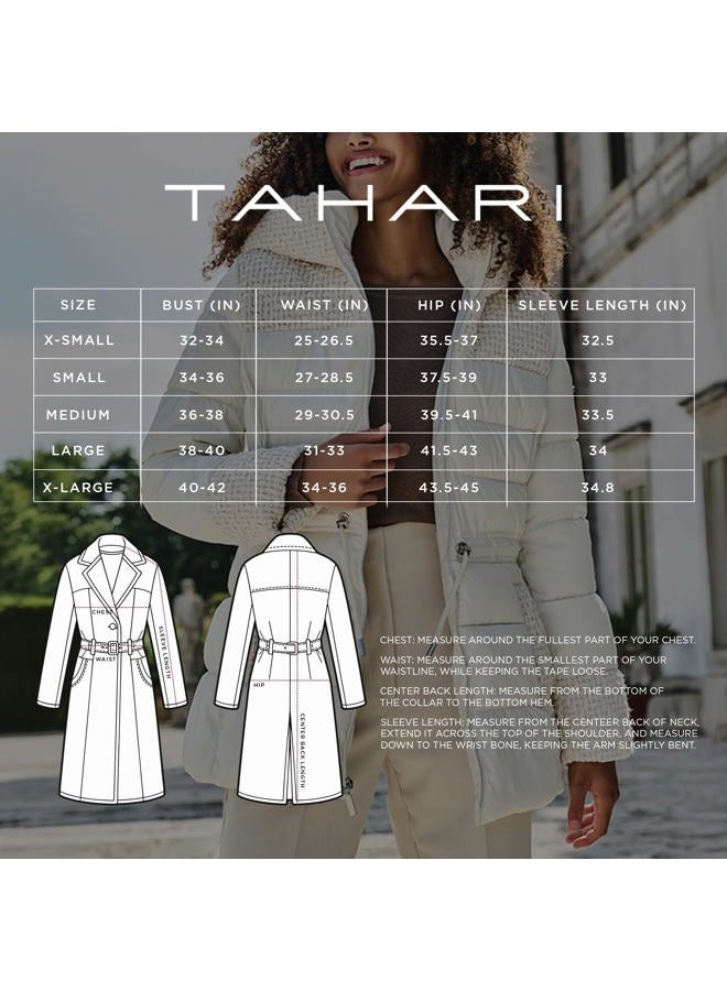 Tahari Women's Slim Fit Double-Faced Soft Blend Wrap Tie Belt – Long Wool Coat, Oatmeal, S - Image 4
