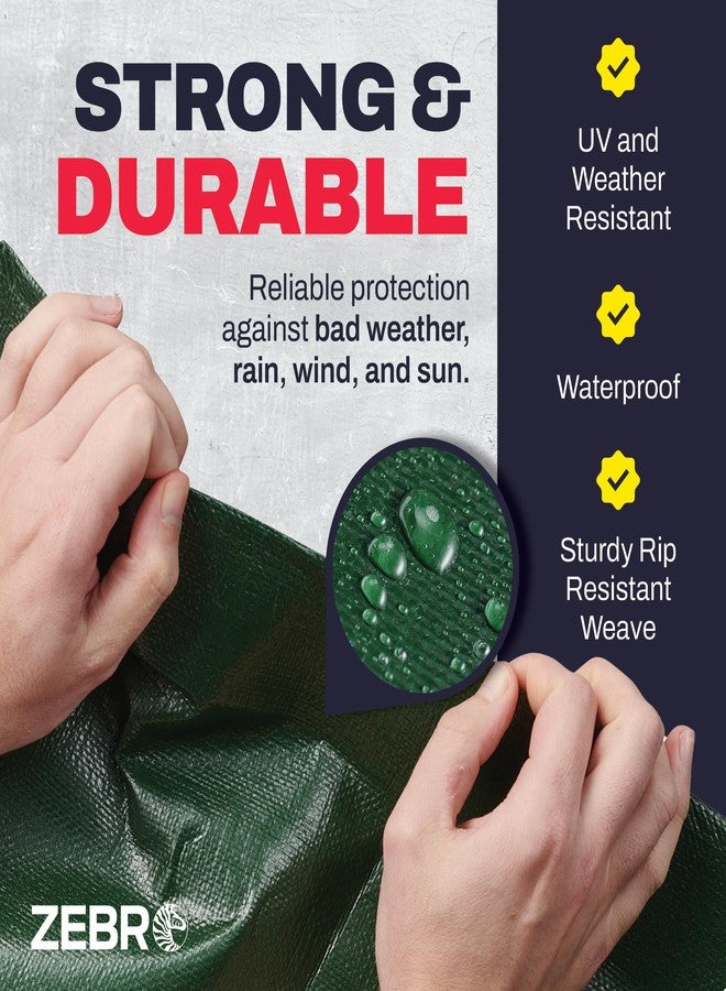ZEBRO 6' x 20' Green Heavy Duty Tarp with Grommets Reinforced - 16 Mil Thick - Double Sided Plastic Tarps Waterproof - Large Tarpaulin Cover for Outdoor Camping Over/Under Tent Tarp RV Roof Rain - Zebro - Image 3