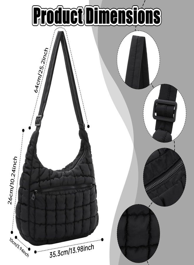 SUKUTU Quilted Puffer Bag for Women Soft Fluffy Crossbody Shoulder Purse Lightweight Puffy Carryall Hobo Bag - Image 3