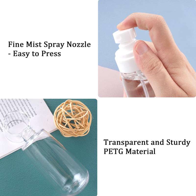 Cosywell Fine Mist Spray Bottle TSA Approved 3.4oz 100ml 3 Pack Empty Cosmetic Refillable Travel Containers Plastic Spray Bottle for Perfume Essential Oils Toners Rose Water Cosmetics (3Clear) - Image 5
