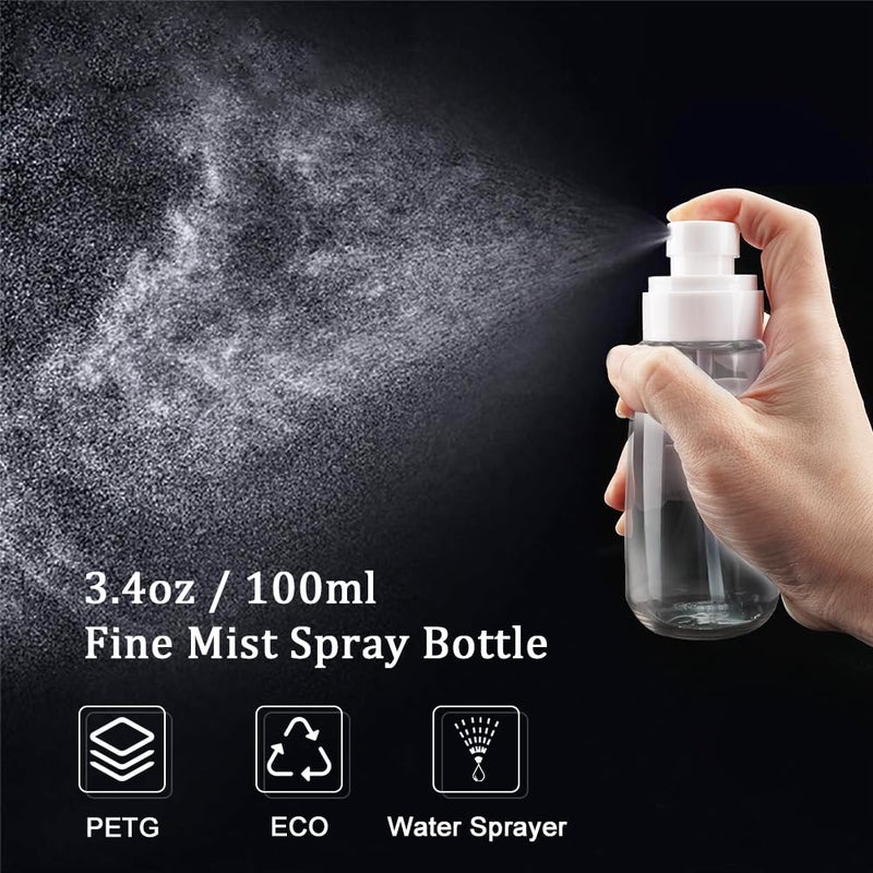 Cosywell Fine Mist Spray Bottle TSA Approved 3.4oz 100ml 3 Pack Empty Cosmetic Refillable Travel Containers Plastic Spray Bottle for Perfume Essential Oils Toners Rose Water Cosmetics (3Clear) - Image 2