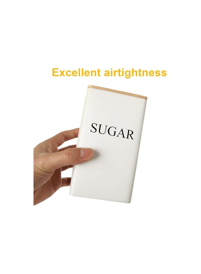 Green Tiger Tea Coffee Sugar Canisters, Metal Storage Container Jar with Bamboo Lids, Perfect Sugar Tea Coffee Set Organiser, Portable Small Airtight Container Bottle for Beans Granules Teabag Sugar, 3Pcs (White) - Image 4