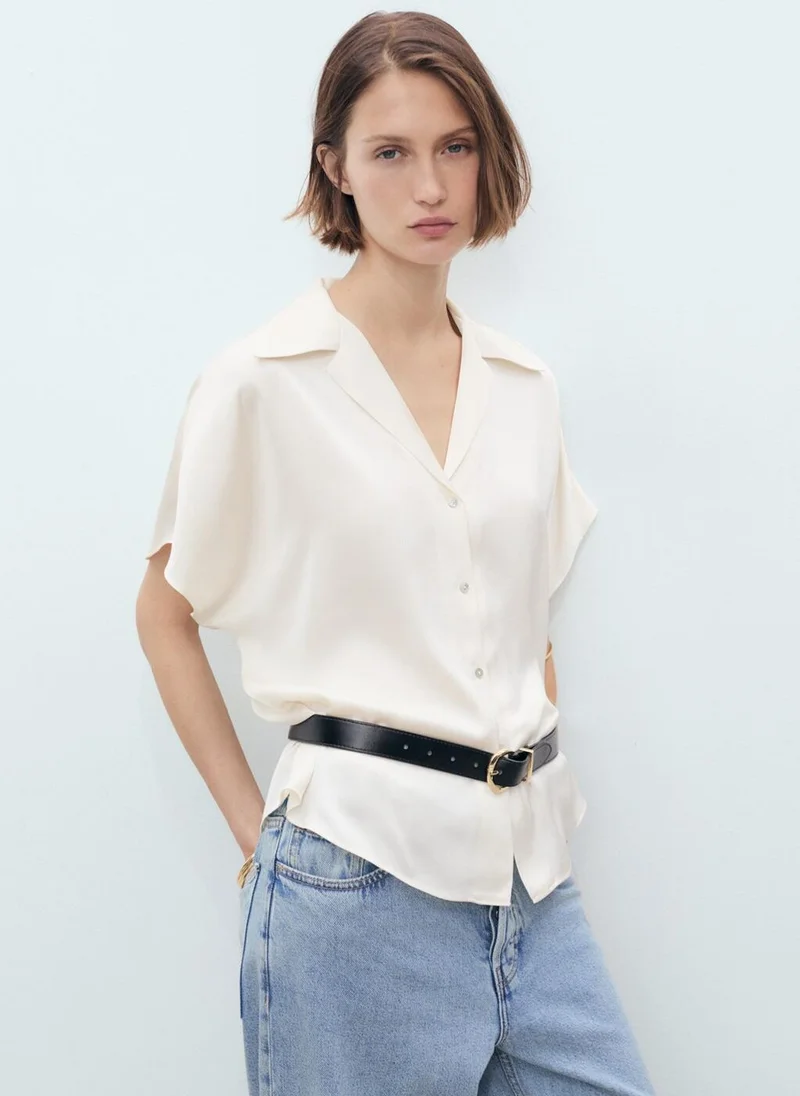 مانجو Short-Sleeved Satin Shirt
