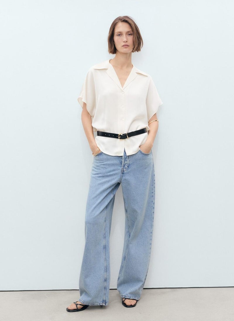 MANGO Short-Sleeved Satin Shirt  - Image 5