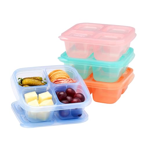 Bentgo Easyboxes 4Compartment Snack Containers  8Piece Set with 4 Trays  4 CustomFit Lids to Seal in Freshness  Reusable Food Storage  Meal Prep Bento BPAFree Containers Pastels