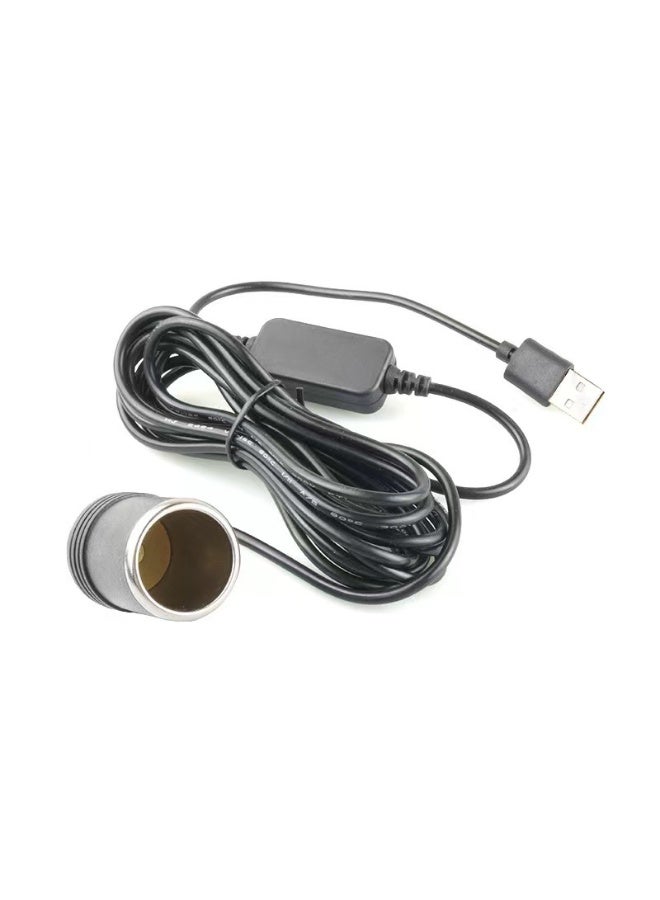 Car USB Boost Converter Cable 5V to 12V Cigarette Lighter Adapter