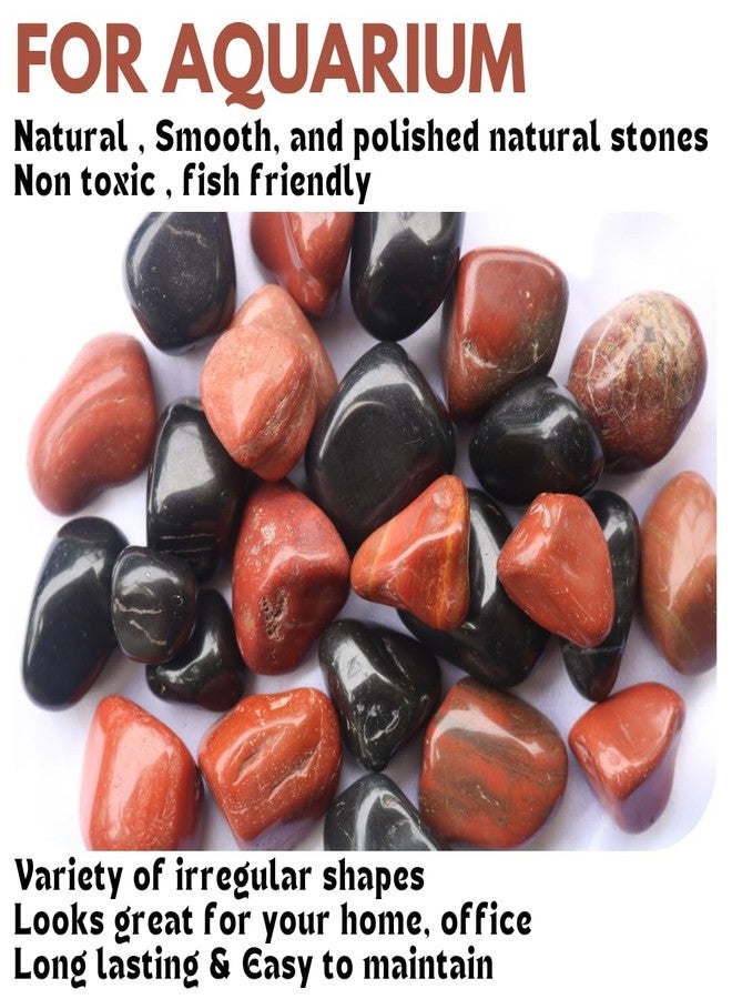 Wowtag Red and Black Polished Natural Stones, 2-4 CM,1.95 KG, Decorative Stone for Plants, Aquarium, Garden, Home, Fish Tank - Image 3