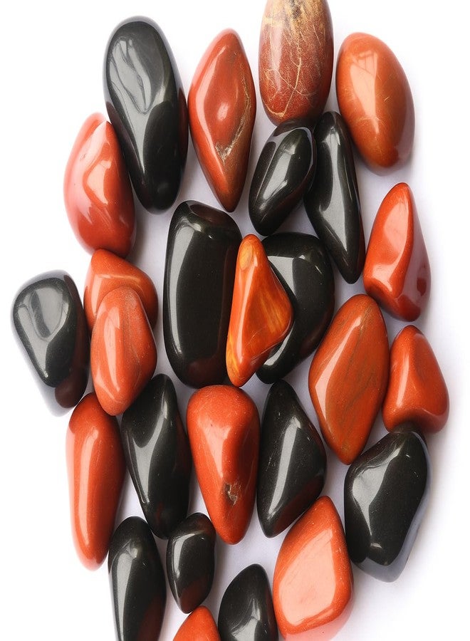 Wowtag Red and Black Polished Natural Stones, 2-4 CM,1.95 KG, Decorative Stone for Plants, Aquarium, Garden, Home, Fish Tank - Image 1