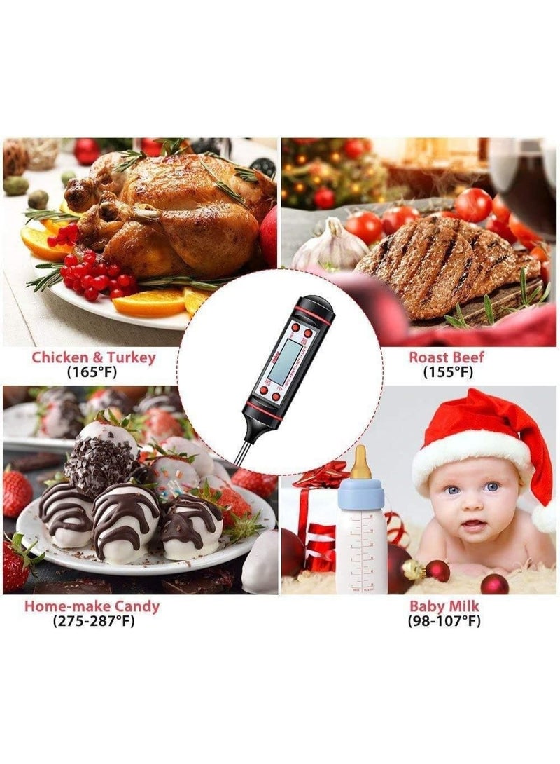 مقياس حرارة اللحوم للمطبخ بميزة القراءة الفورية وشاشة LCD بوظيفة تثبيت درجة الحرارة للاطعمة والمشويات والحليب والحلوى والماء  - Image 5