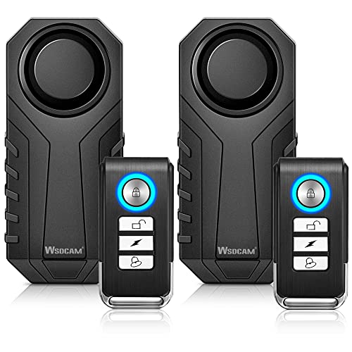 WSDCAM Bike Alarm with Remote 2 Pack, 113dB Wireless Anti-Theft Vibration Motorcycle Bicycle Alarm Vehicle Security Alarm System (Black) - Image 1
