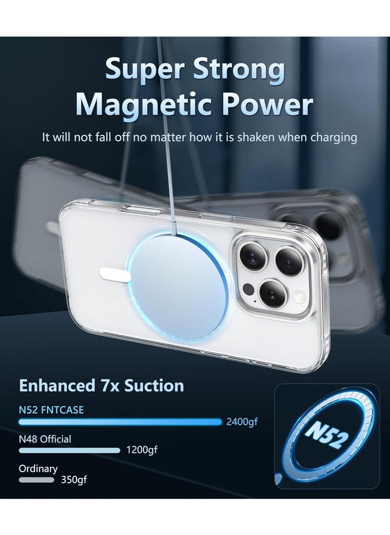 Magnetic for iPhone 16 Pro Max Case: With Camera Control Capture Button, [Compatible with MagSafe] [Top Grade Protection]Drop Protection Anti Yellowing Cell Phone Cover - Rugged Shockproof Transparent Cases(Clear - Camera Control Button)