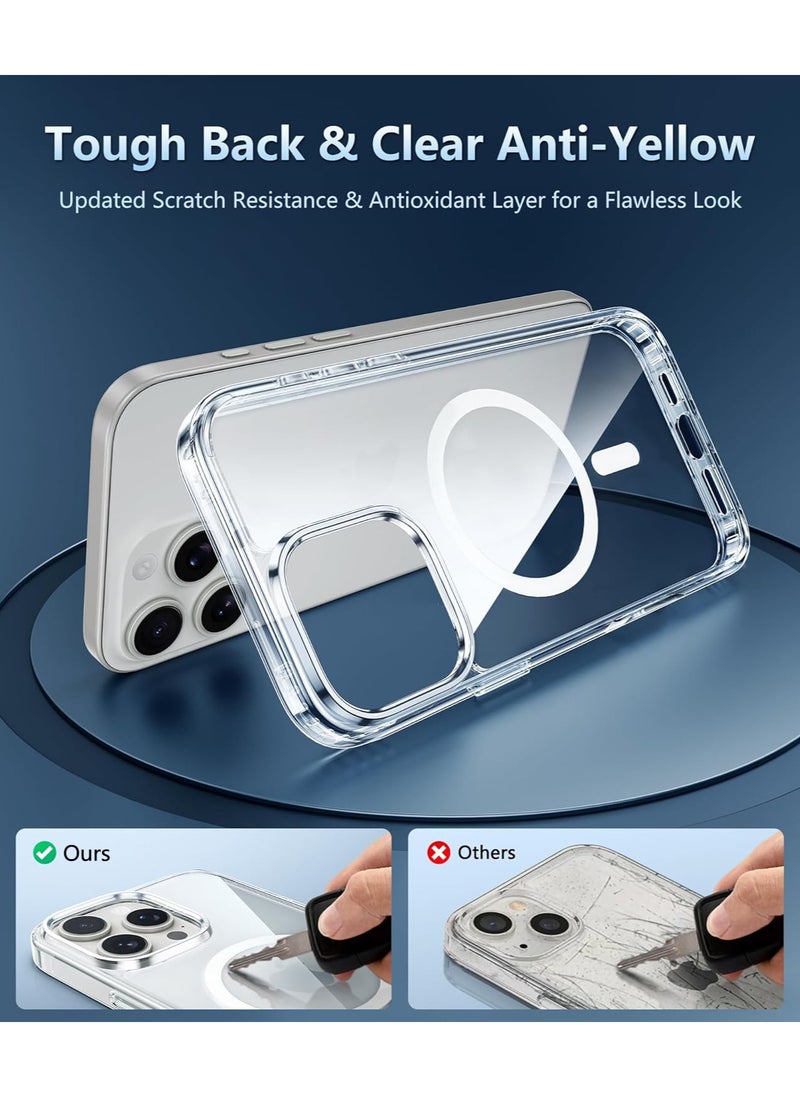 Magnetic for iPhone 16 Pro Max Case: With Camera Control Capture Button, [Compatible with MagSafe] [Top Grade Protection]Drop Protection Anti Yellowing Cell Phone Cover - Rugged Shockproof Transparent Cases(Clear - Camera Control Button)