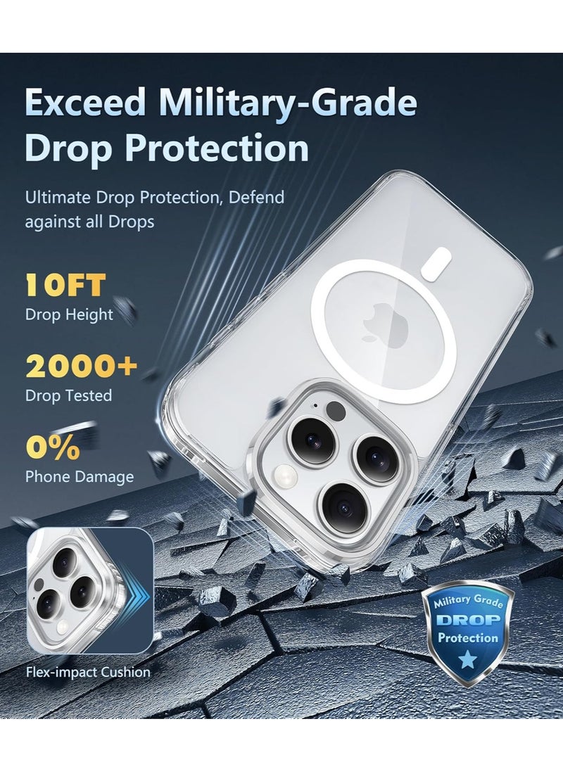 Magnetic for iPhone 16 Pro Max Case: With Camera Control Capture Button, [Compatible with MagSafe] [Top Grade Protection]Drop Protection Anti Yellowing Cell Phone Cover - Rugged Shockproof Transparent Cases(Clear - Camera Control Button)