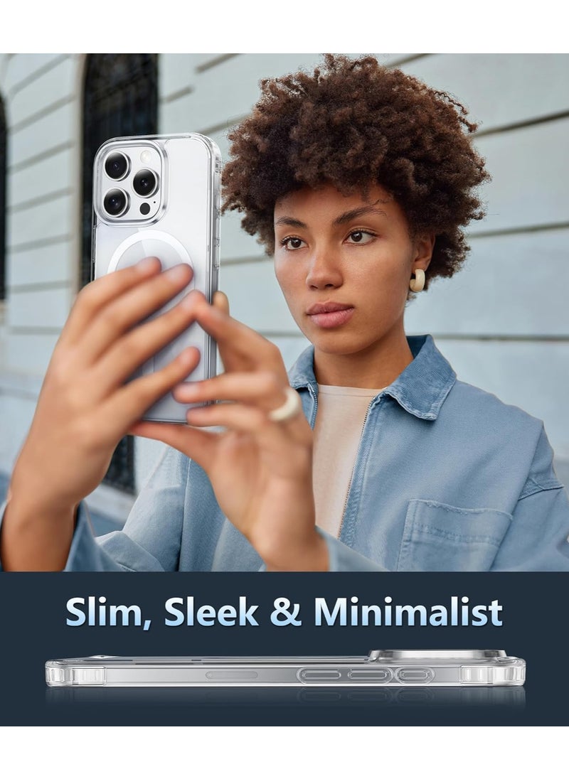 Magnetic for iPhone 16 Pro Max Case: With Camera Control Capture Button, [Compatible with MagSafe] [Top Grade Protection]Drop Protection Anti Yellowing Cell Phone Cover - Rugged Shockproof Transparent Cases(Clear - Camera Control Button)