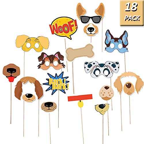 Festiko® Puppy Dog Party Costume Props, 18 Pack Dog Photo Booth Props for Dog Themed Birthday Party Decorations - Image 1