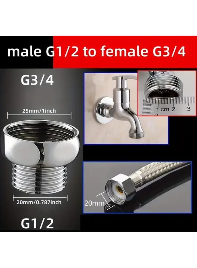 Male G1 2 To Female G3 4 Hose Extension Adapter Solid Brass Chrome Finish For Home Plumbing - Image 3