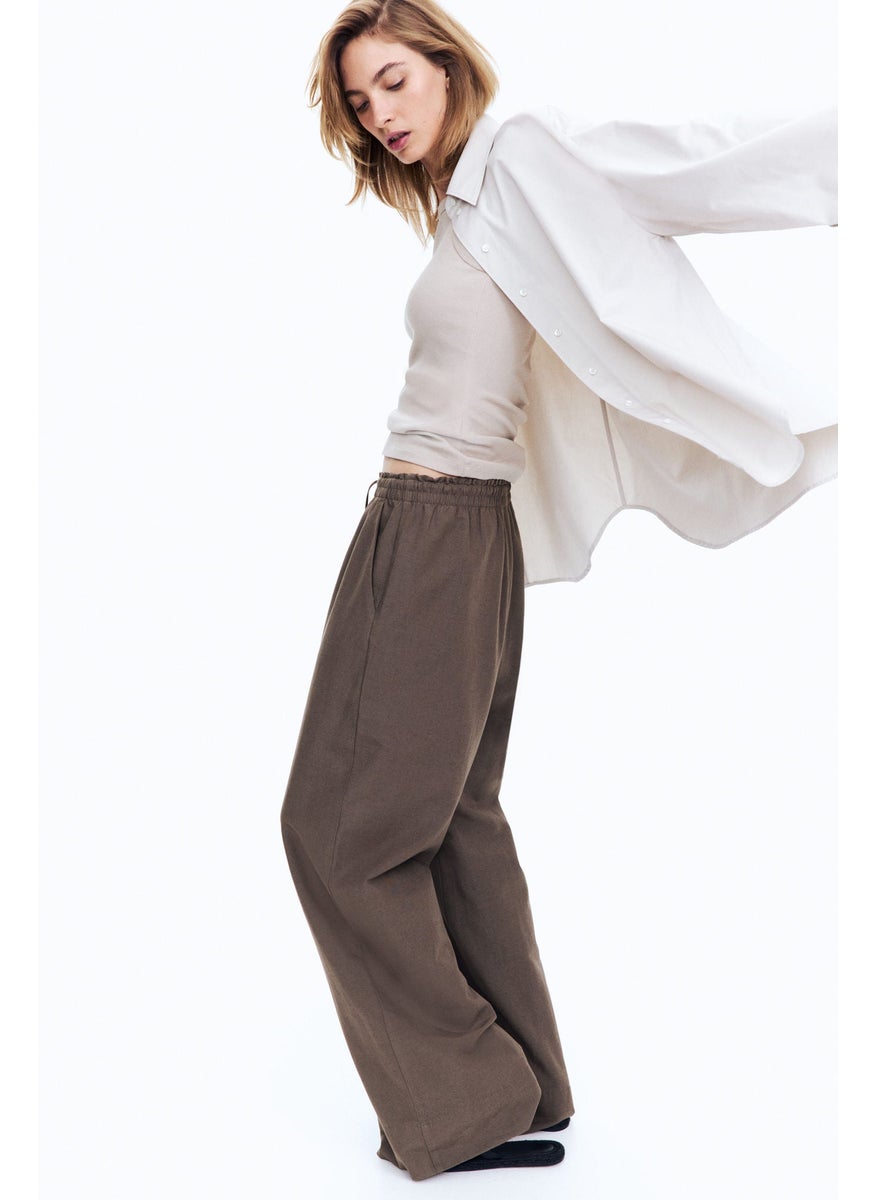 H&M Wide Linen-Blend Trousers  - Image 2