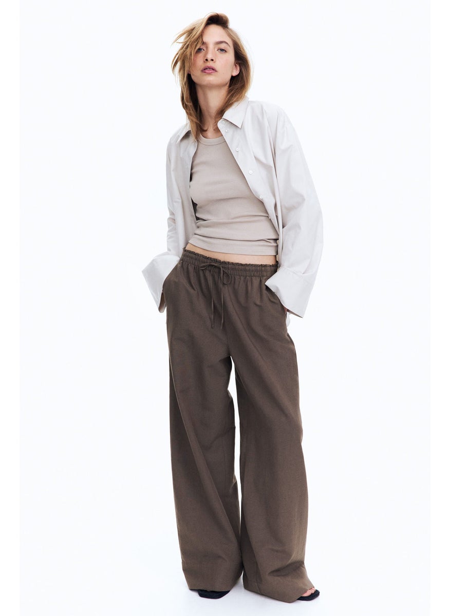 H&M Wide Linen-Blend Trousers  - Image 1