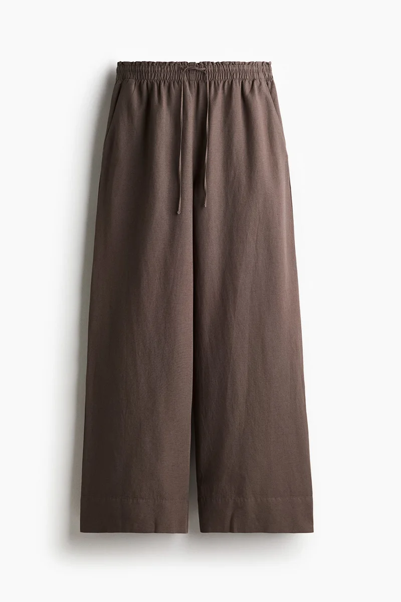 H&M Wide Linen-Blend Trousers