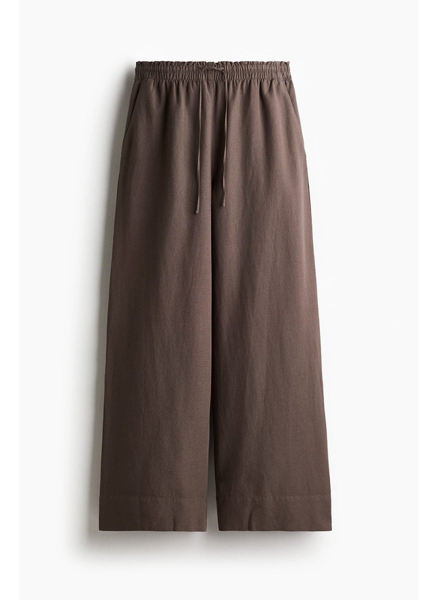 H&M Wide Linen-Blend Trousers  - Image 3
