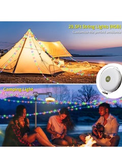 Generic Camping Light String, 3 in 1 Camping Light Rechargeable(29.5Ft), RGB Portable Outdoor String Lights, Durable Tent Fairy Lights, Multi-Modes & Brightness, USB RV Awning Lights for Camper, Yard  - Image 2