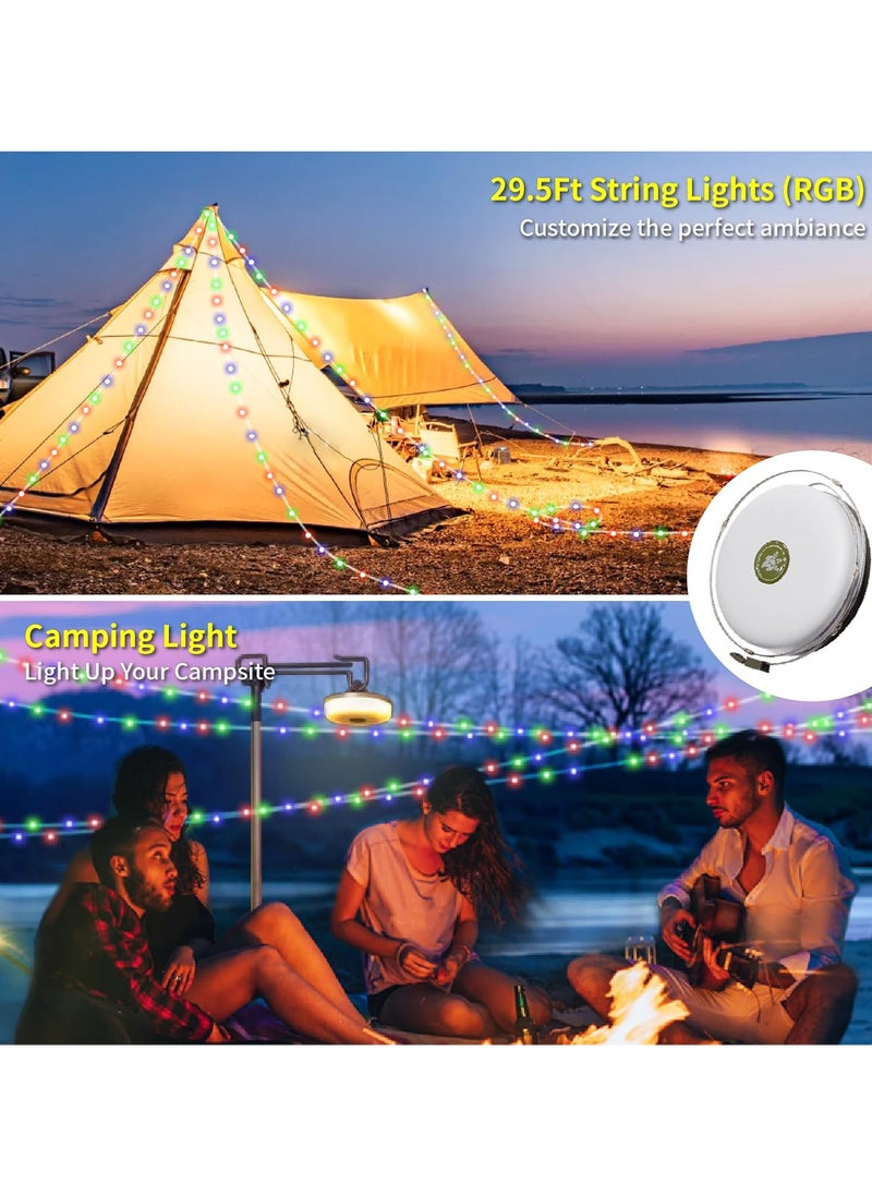 Generic - Camping Light String, 3 in 1 Camping Light Rechargeable(29.5Ft), RGB Portable Outdoor String Lights, Durable Tent Fairy Lights, Multi-Modes & Brightness, USB RV Awning Lights for Camper, Yard - Image 1